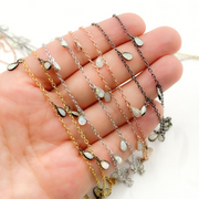 Created White Opal Tear Drop Shape Dangle Chain